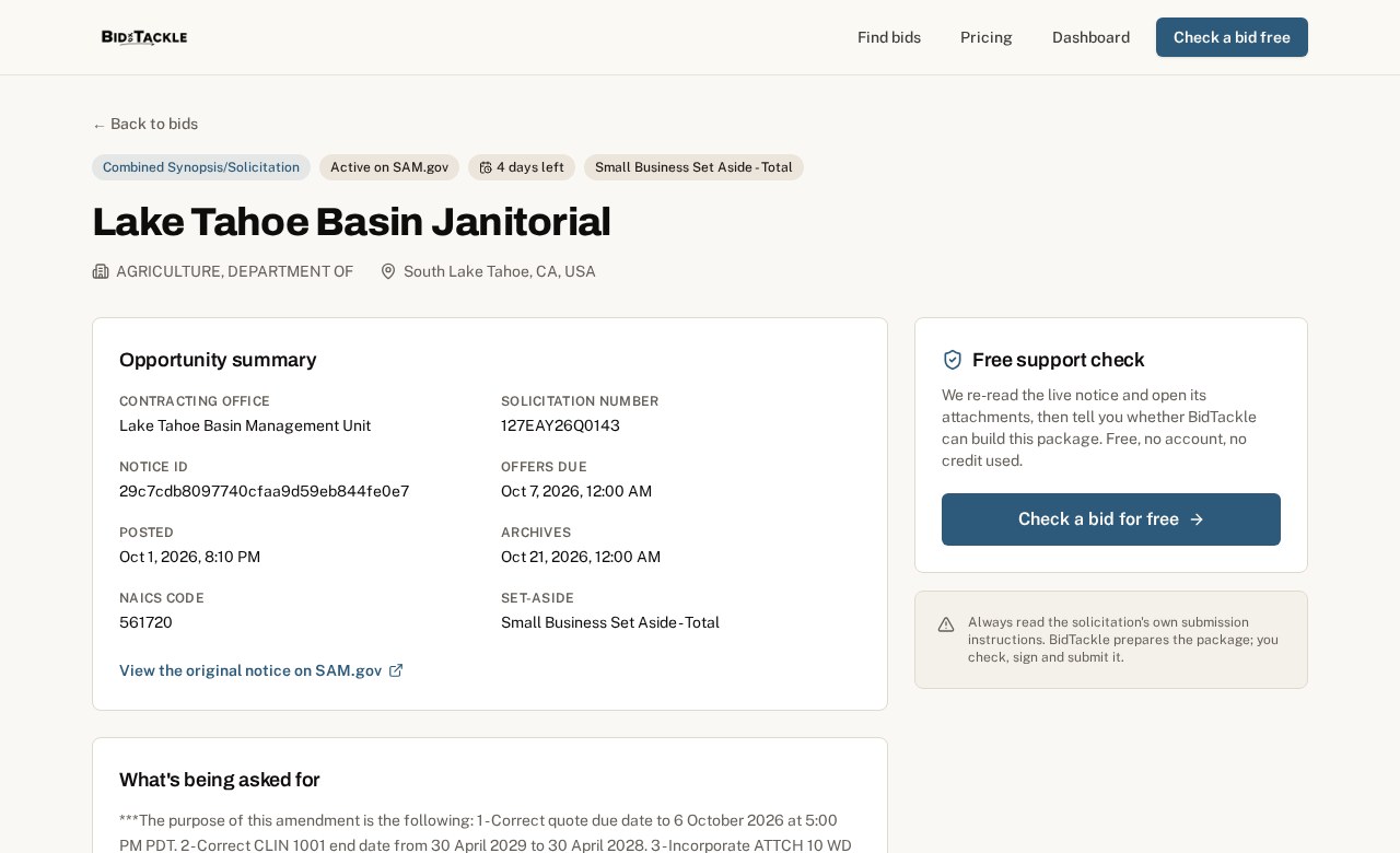 A live federal notice on BidTackle with the free support check beside it